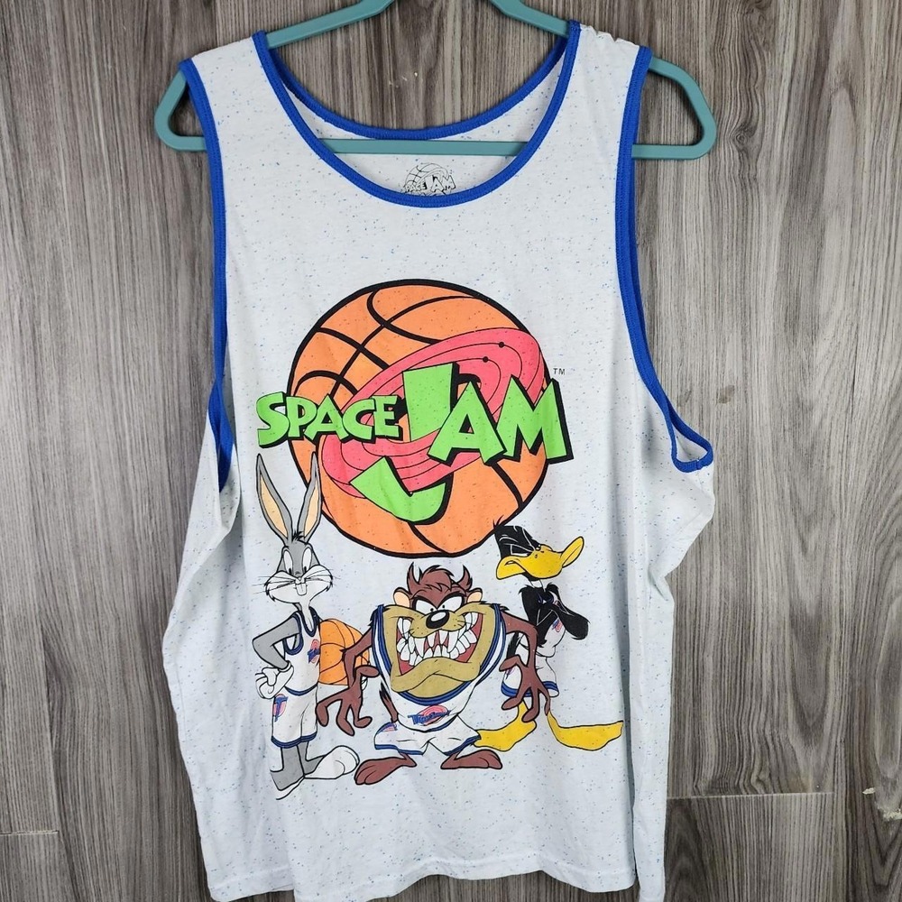 Space Jam Tune Squad Tank Top Heathered Blue and white Officially licensed Sz XL